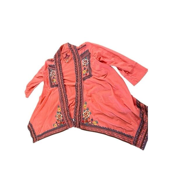 Johnny Was Coral Kimono Cotton Embroidered Sweater Cardigan Jacket Women’s S - Picture 7 of 10